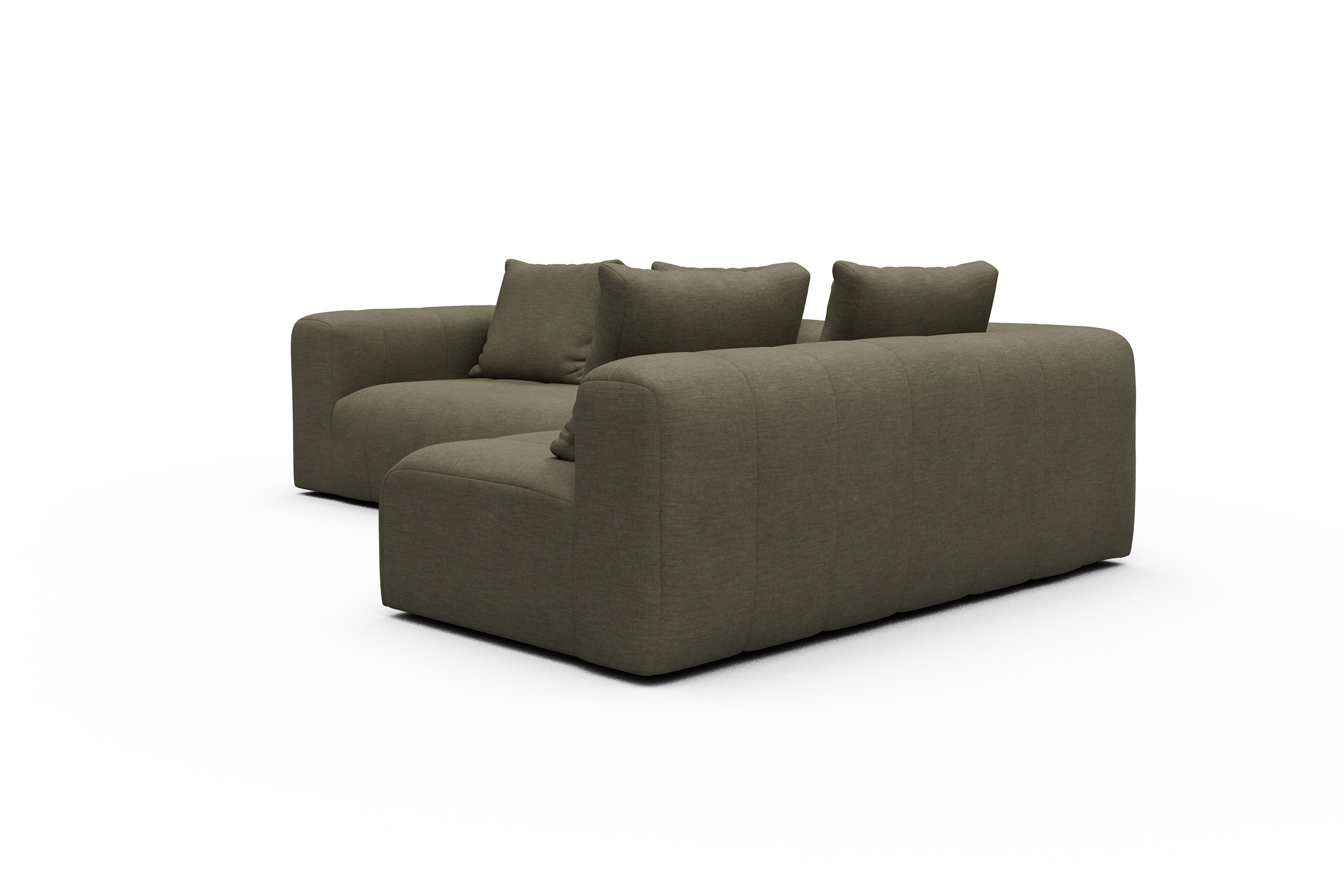 Ecksofa Hugo 2x 2,5-Sitzer Armlehne links Vivus-Dusty-Olive