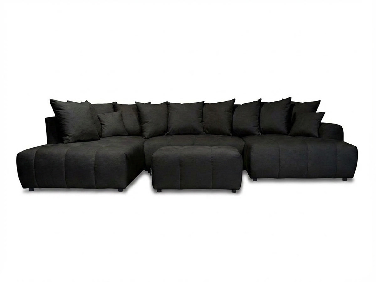 Bobochic Roxelane Wohnlandschaft mit Pouf Melange-Stoff Dunkelgrau Ecke rechts