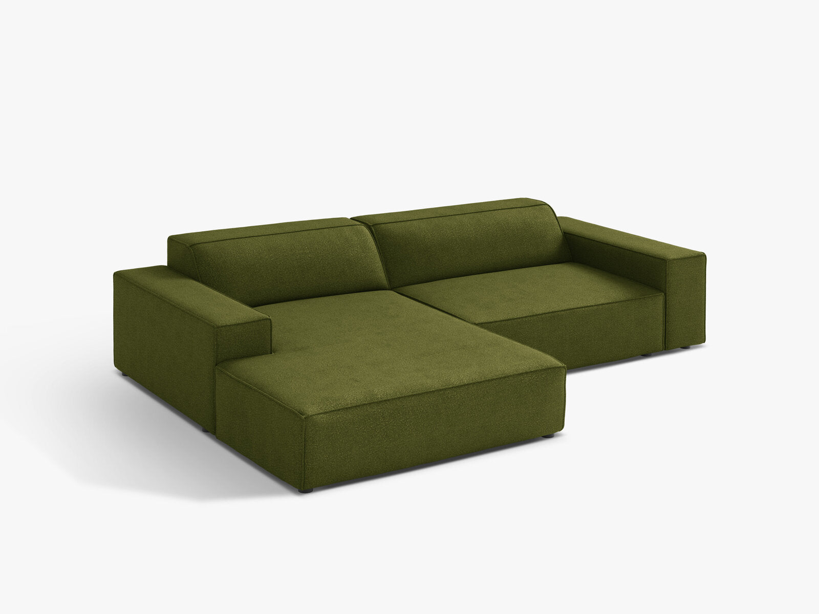 Micadoni Ecksofa Jodie 3-Sitzer Links Boucle Baloo Dunkel-Olivgrün