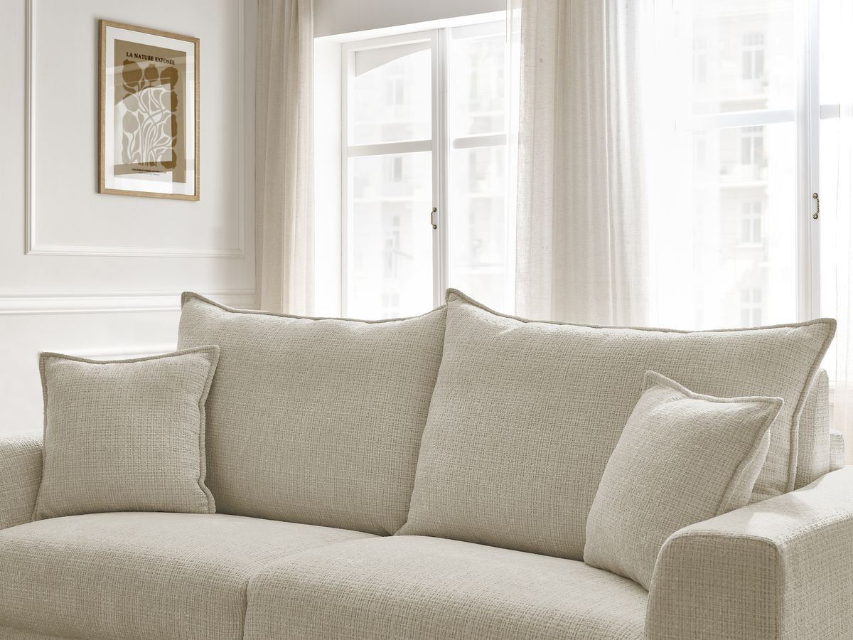 Bobochic Augustin Schlafsofa 3-Sitzer Strukturstoff Beige, Liegefläche 160 × 200 cm