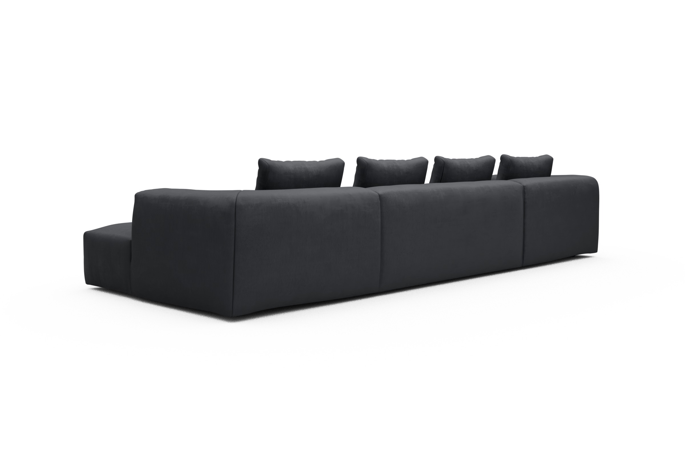Wohnlandschaft Fred mit 2-Sitzer und Chaiselongue beidseitig Cordufine-Slate-Grey
