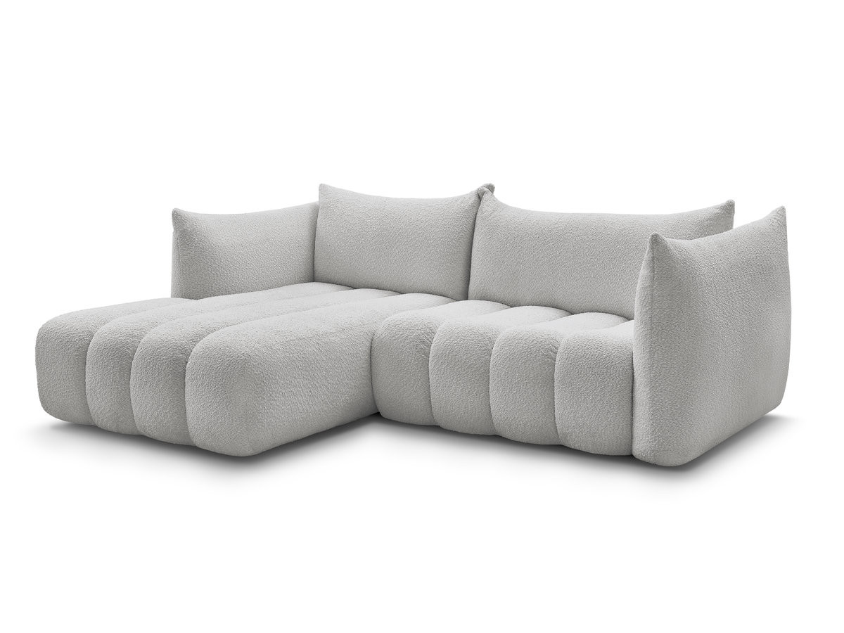 Bobochic Azra Ecksofa 262 × 178 cm Bouclé-Stoff Hellgrau Ecke links