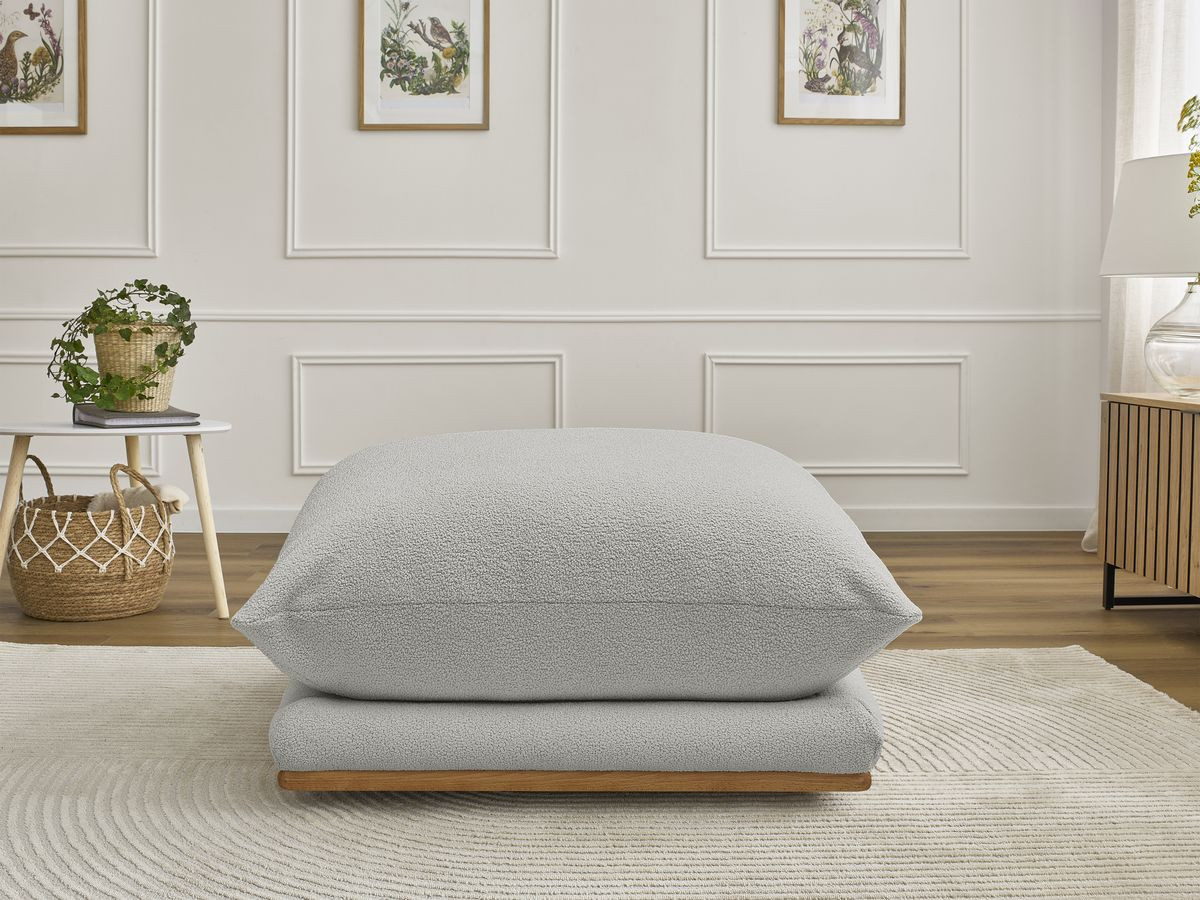 Bobochic Ernest Pouf Bouclé-Stoff Hellgrau