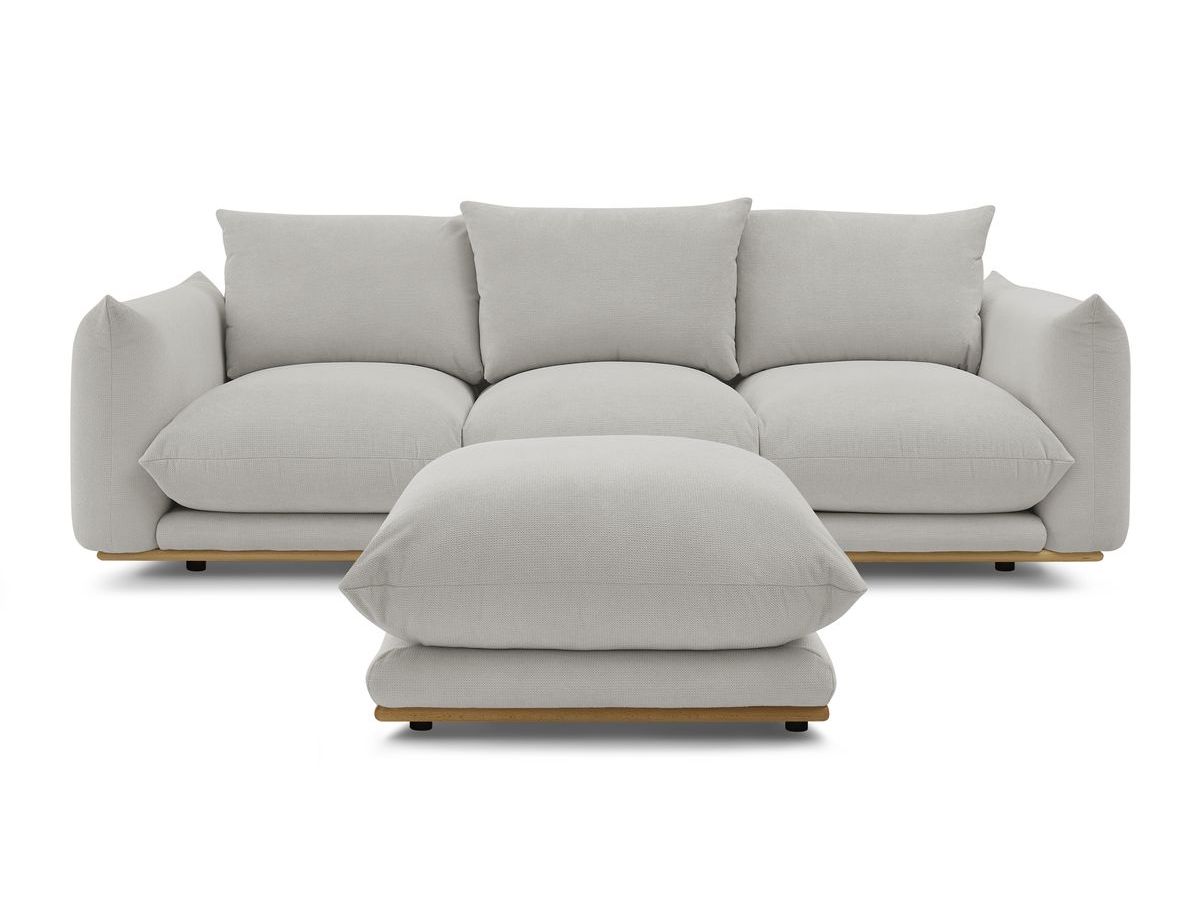Bobochic Ernest Sofa 4-Sitzer mit Pouf Stoff Hellgrau