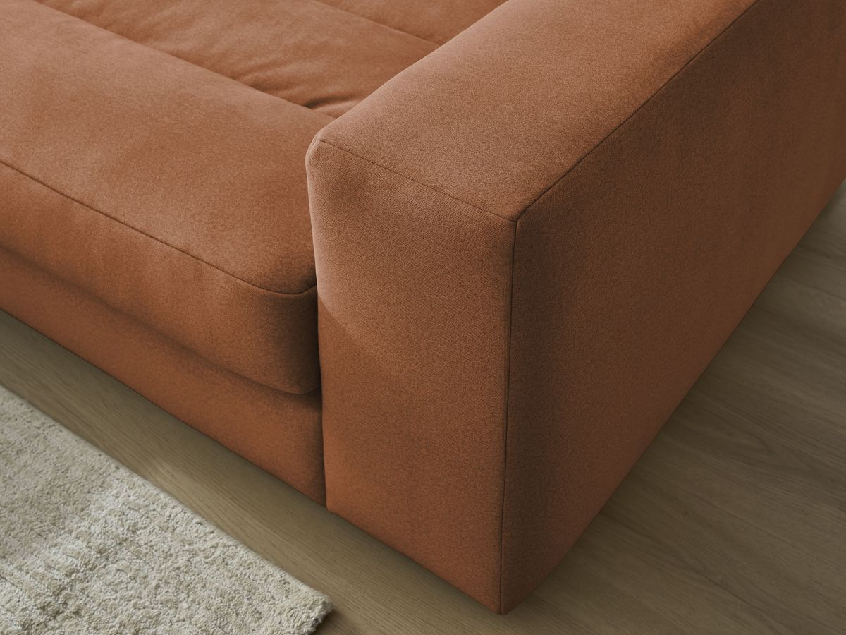 Bobochic Sierra Ecksofa mit Pouf Samt Orange Ecke links