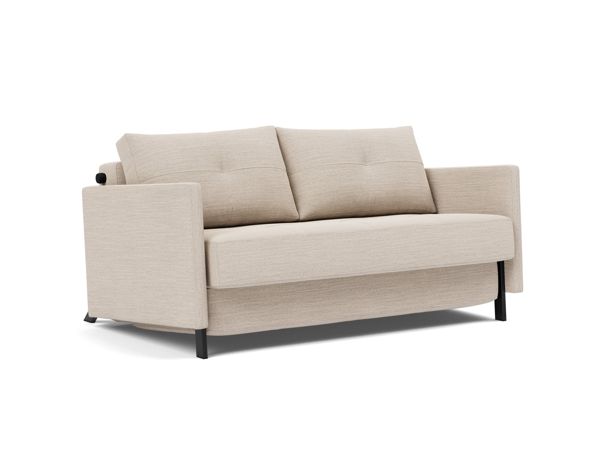 Schlafsofa Cubed mit Armlehnen 140 Webstoff Blida 612-Sand-Grey