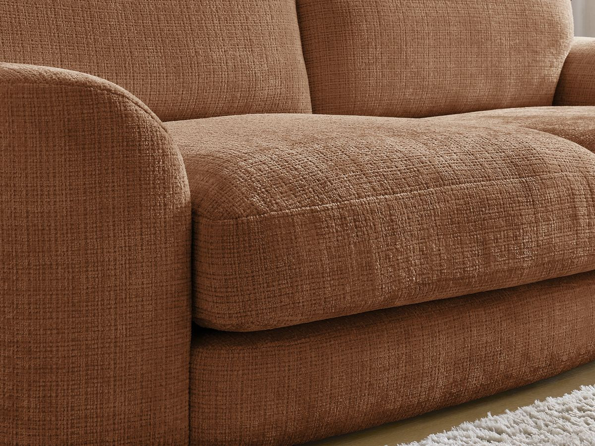 Bobochic Leonore Ecksofa mit Pouf Strukturstoff Orange Ecke rechts