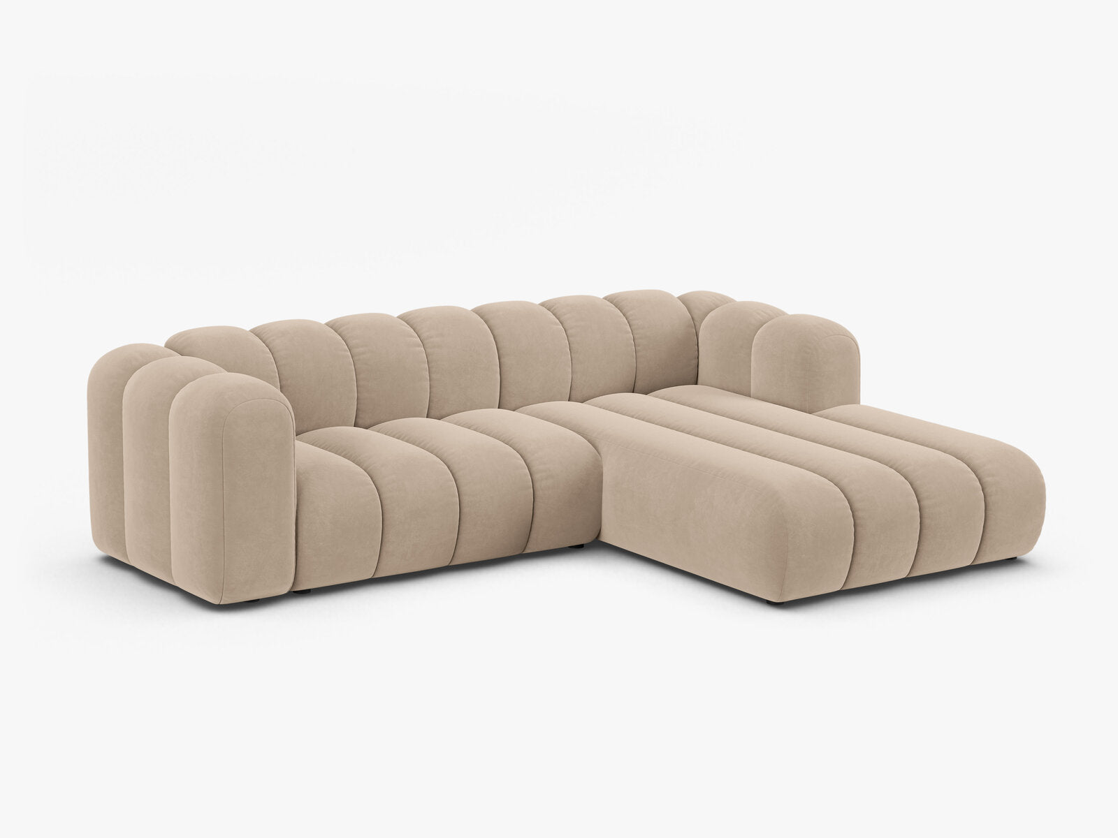 Micadoni Modulares Ecksofa Lupine 4-Sitzer mittelgroß Rechts Samt Venus Beige