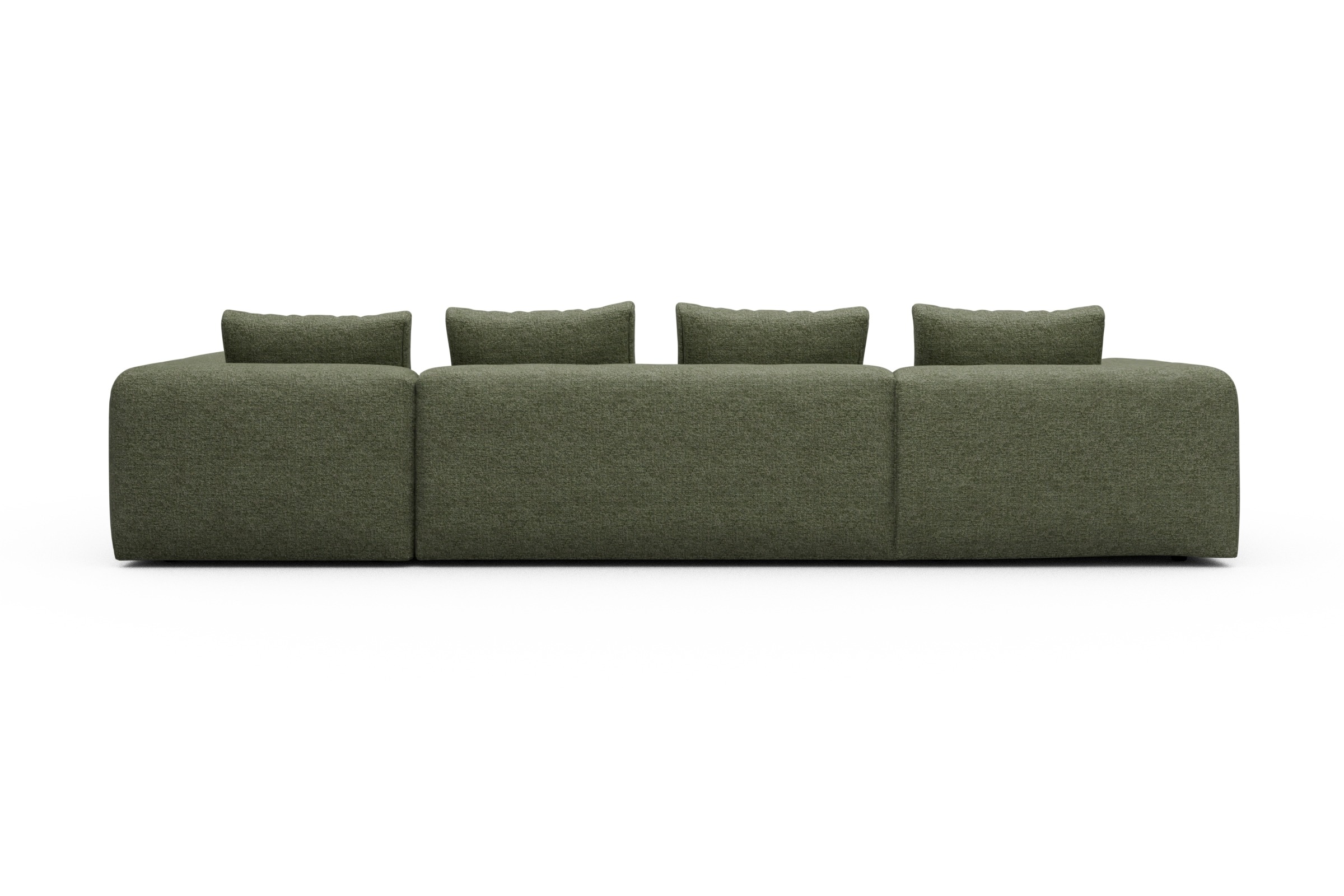 Wohnlandschaft Fred Chaiselongue links mit 2-Sitzer und lange Armlehne rechts Carreno-Vivid-Green