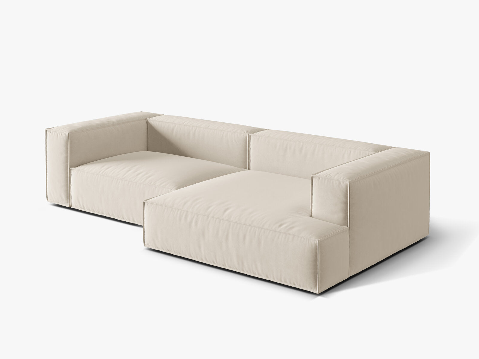 Micadoni Ecksofa Nuria 4-Sitzer Rechts Samt Beige