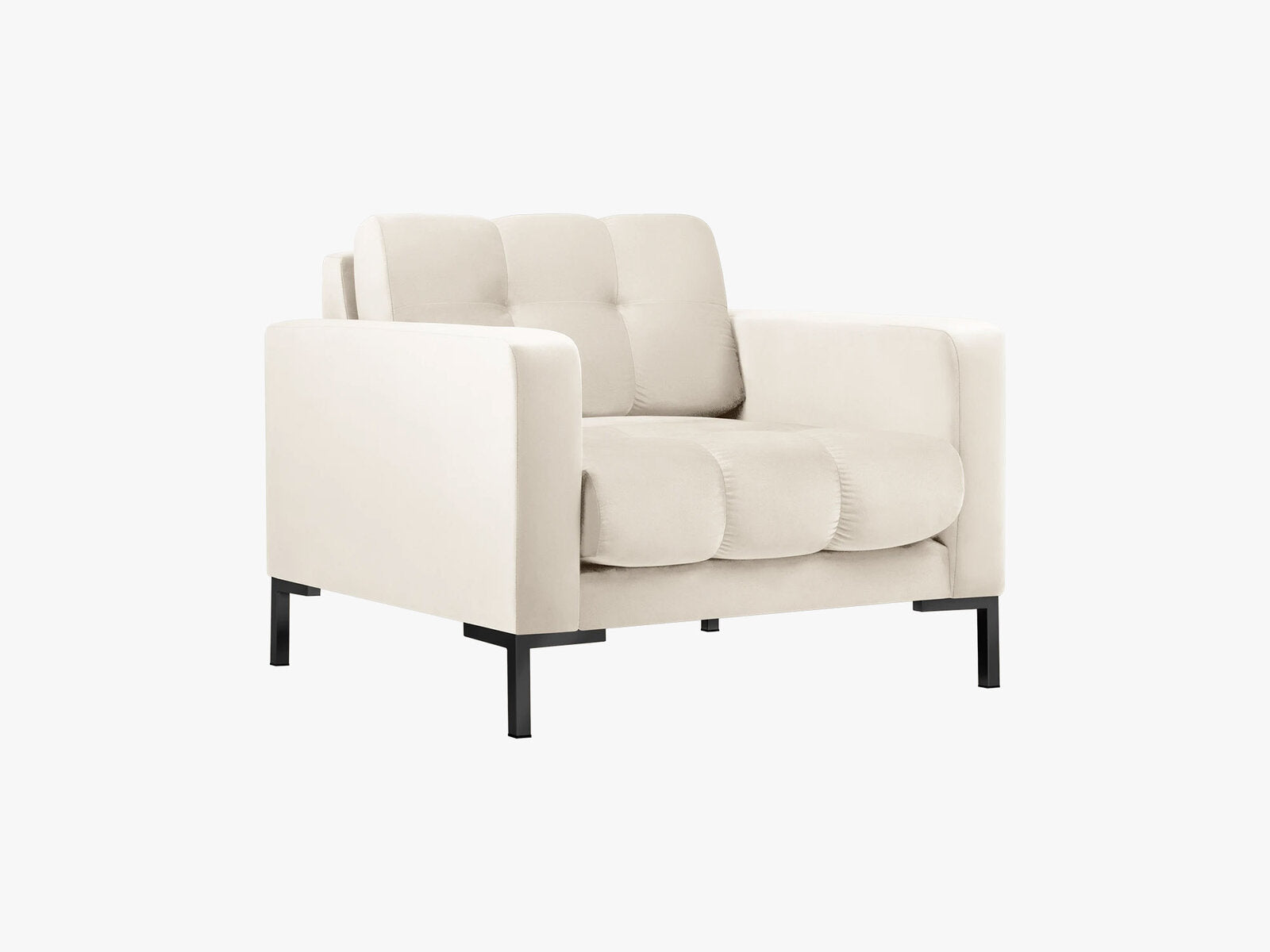 Micadoni Sessel Mamaia 1-Sitzer Samt Bluvel Helles Beige schwarze Beine