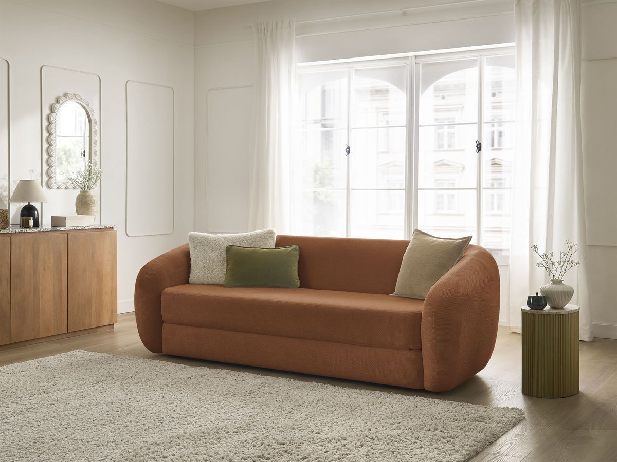 Bobochic Neyo Schlafsofa 3-Sitzer Stoff Orange
