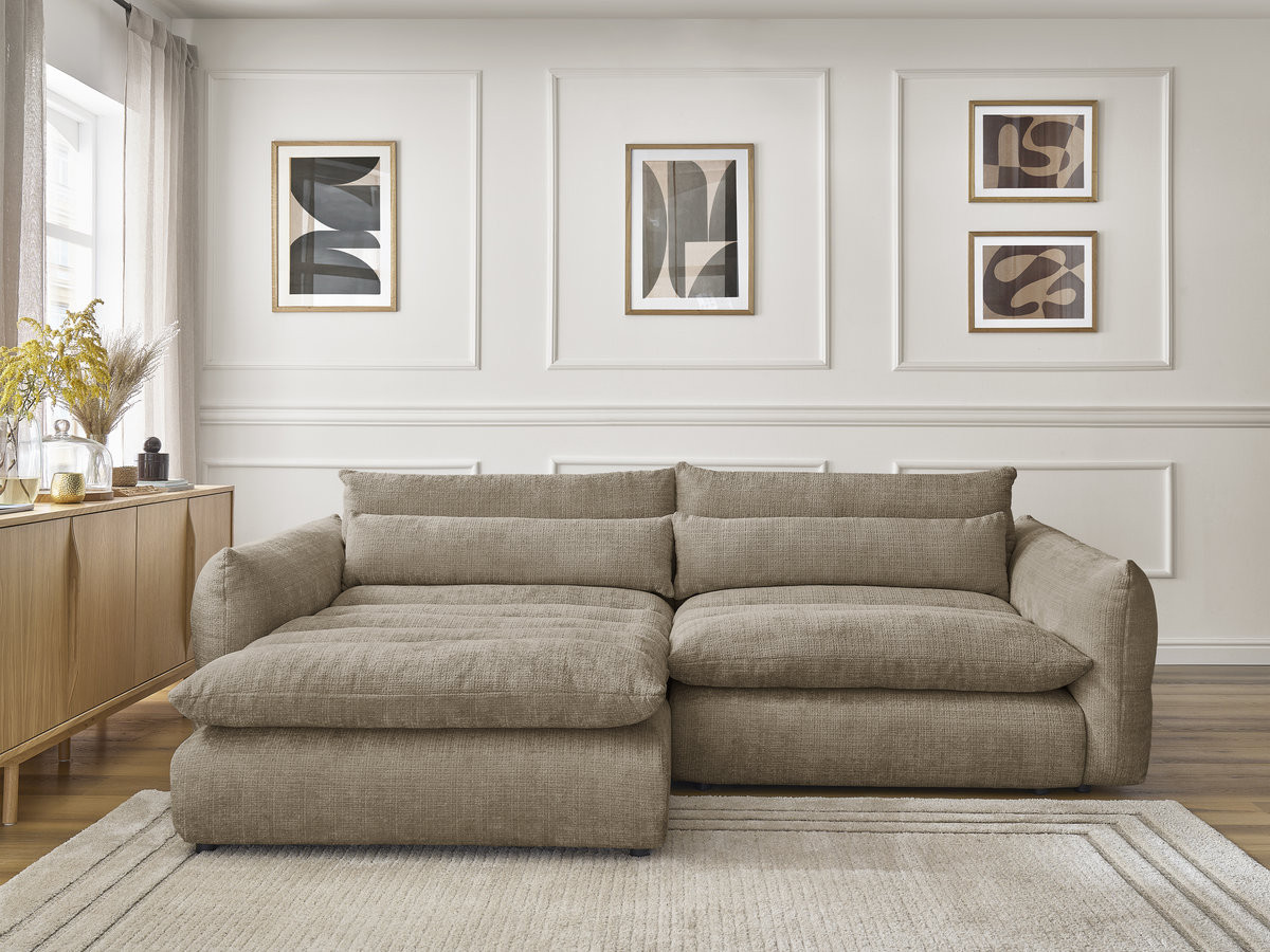 Bobochic Neil Ecksofa Strukturstoff Taupe Ecke links