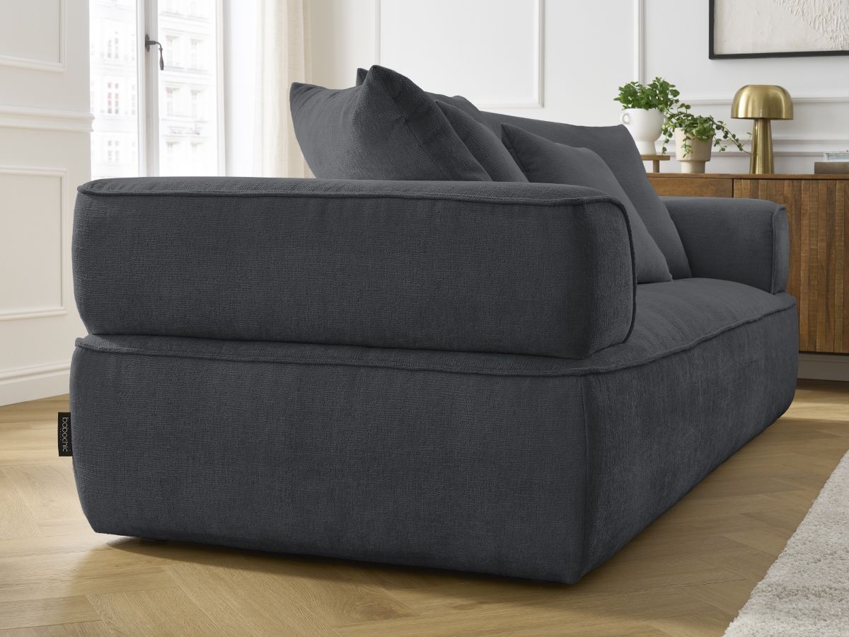 Bobochic Whesley Sofa 3-Sitzer Stoff Dunkelgrau