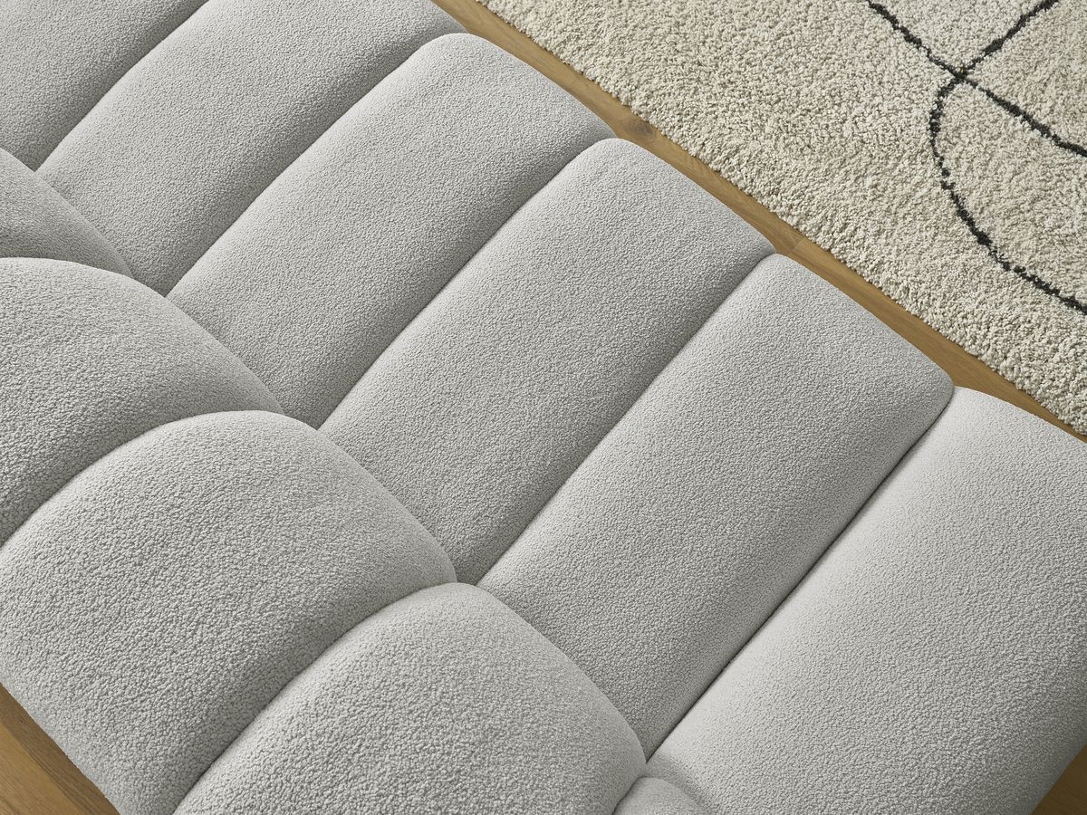 Bobochic Hayden Sofa 2-Sitzer Bouclé-Stoff Hellgrau