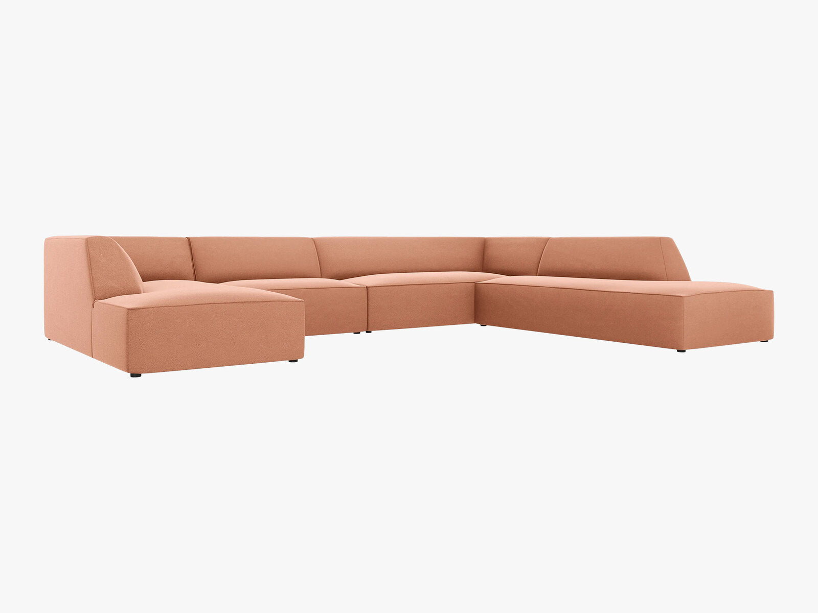 Micadoni Panorama-Ecksofa Ruby 7-Sitzer Rechts Samt Salvador Rosa