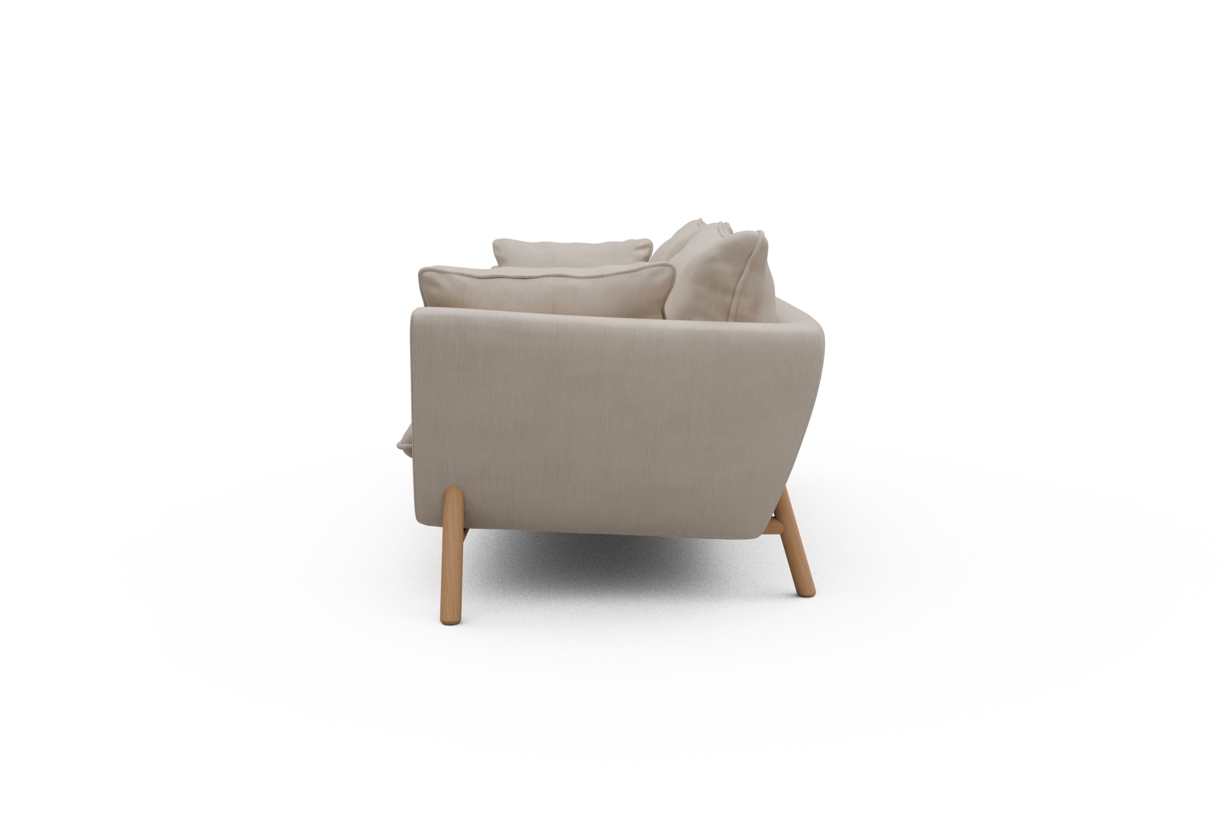 Sofa Emil PREMIUM 3-Sitzer Beinfarbe Eiche Natur Cordufine-Off-White