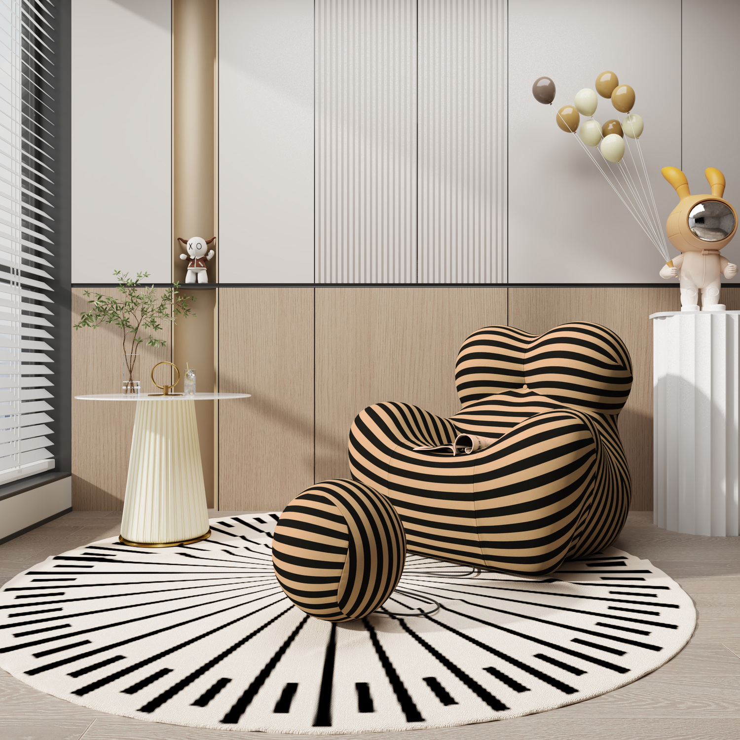 Livin Hill Sessel Nua 76 cm Beige/Schwarz