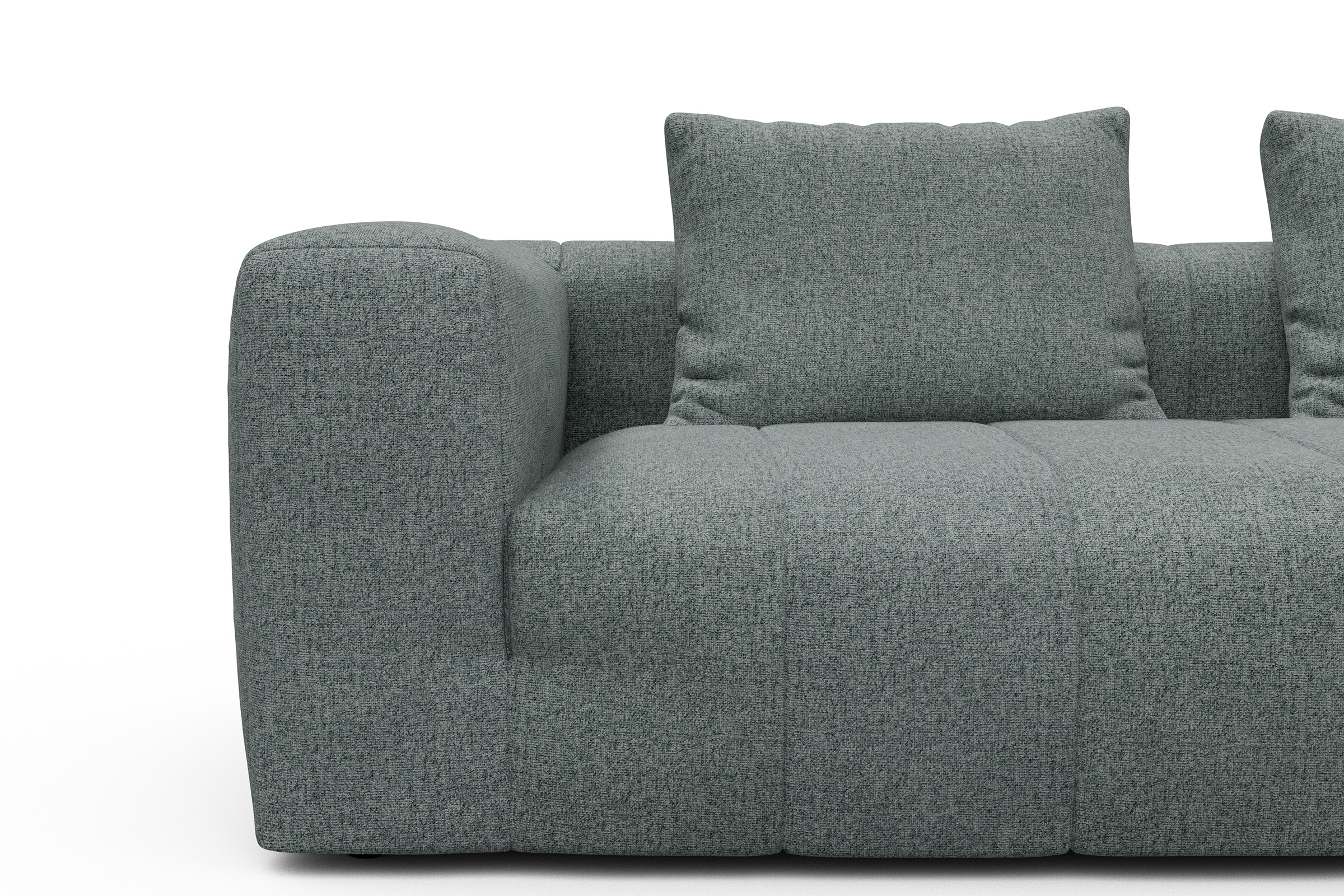 Ecksofa Hugo 2,5-Sitzer Armlehne links mit Chaiselongue Casone-Light-Mixed-Green