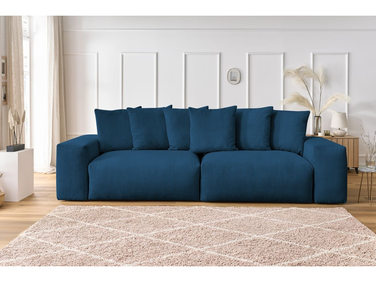 Bobochic Voltaire Sofa 4-Sitzer 320 × 124 cm Cordsamt Dunkelblau