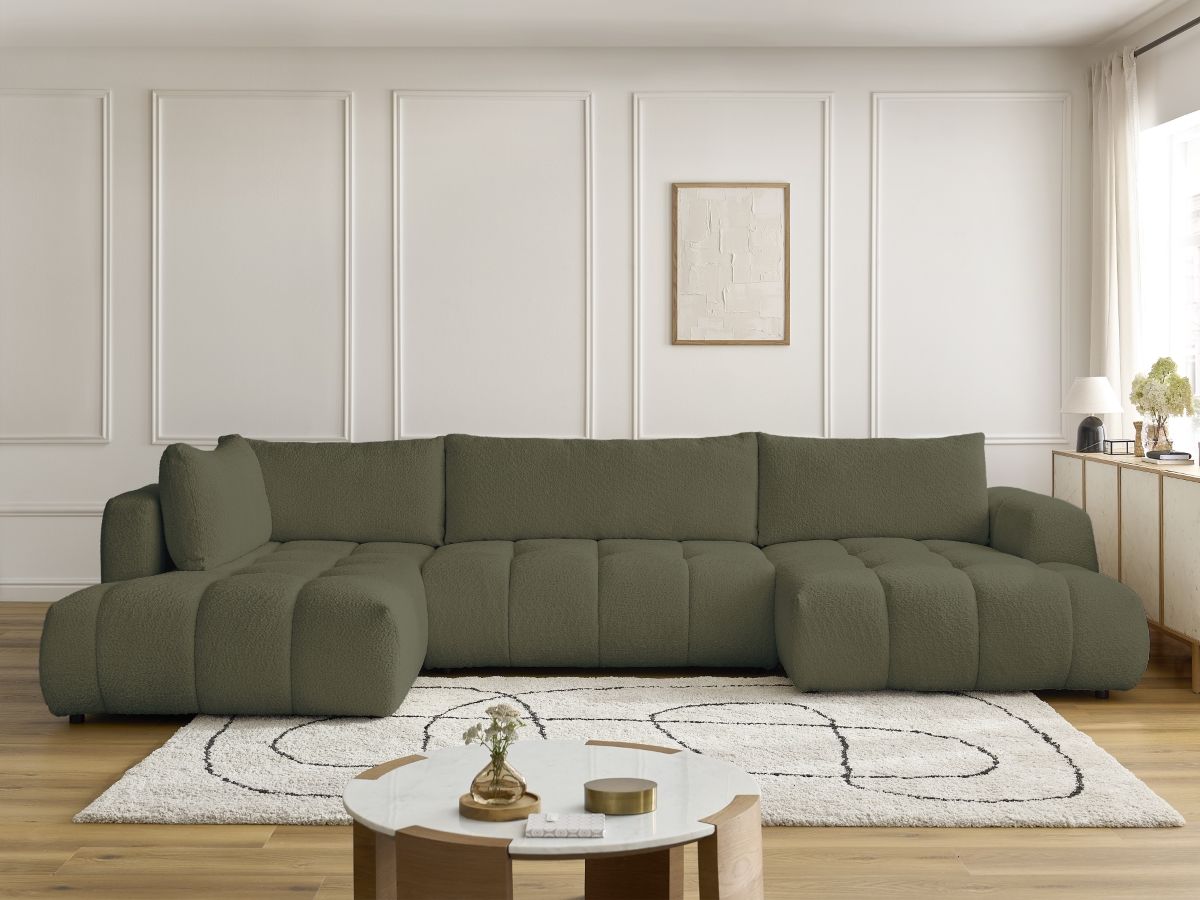 Bobochic Fuji Wohnlandschaft Bouclé-Stoff Grün Ecke rechts