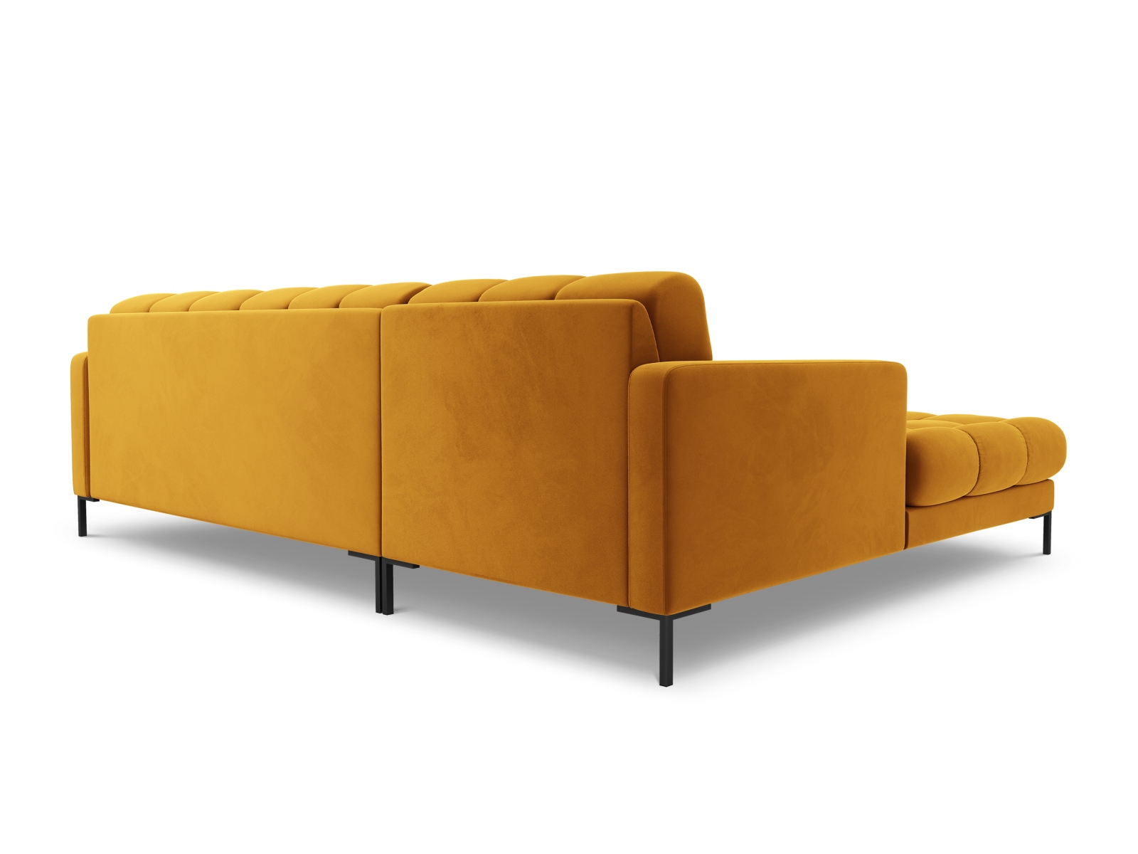 Cosmopolitan Design Ecksofa Bali 5-Sitzer Samt Bluvel Gelb Links Beine Schwarzes Metall