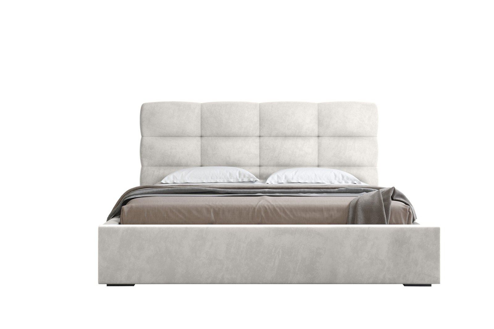 Polsterbett Navo Samtstoff 160x200 mit Holzrahmen Macau Pearl