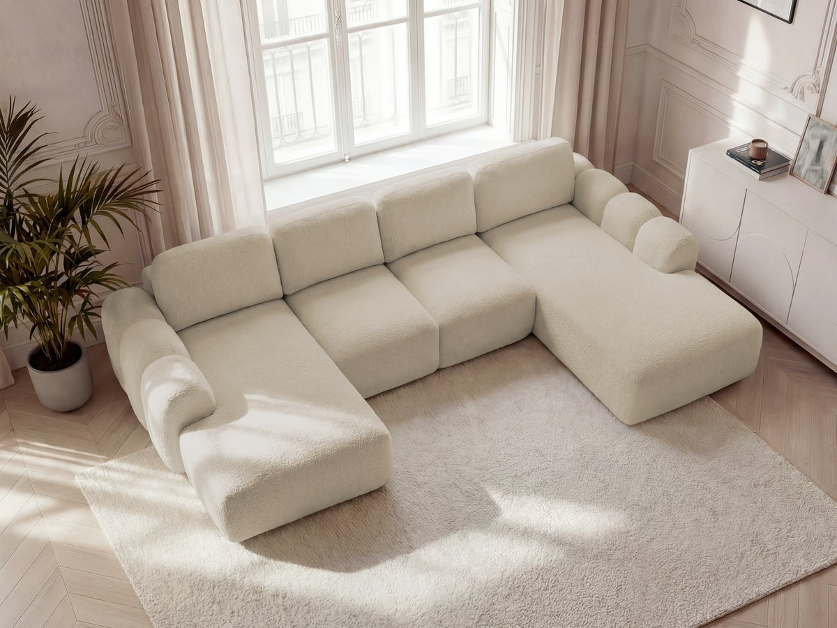 Bobochic Montaigne Wohnlandschaft Bouclé-Stoff Beige Ecke links