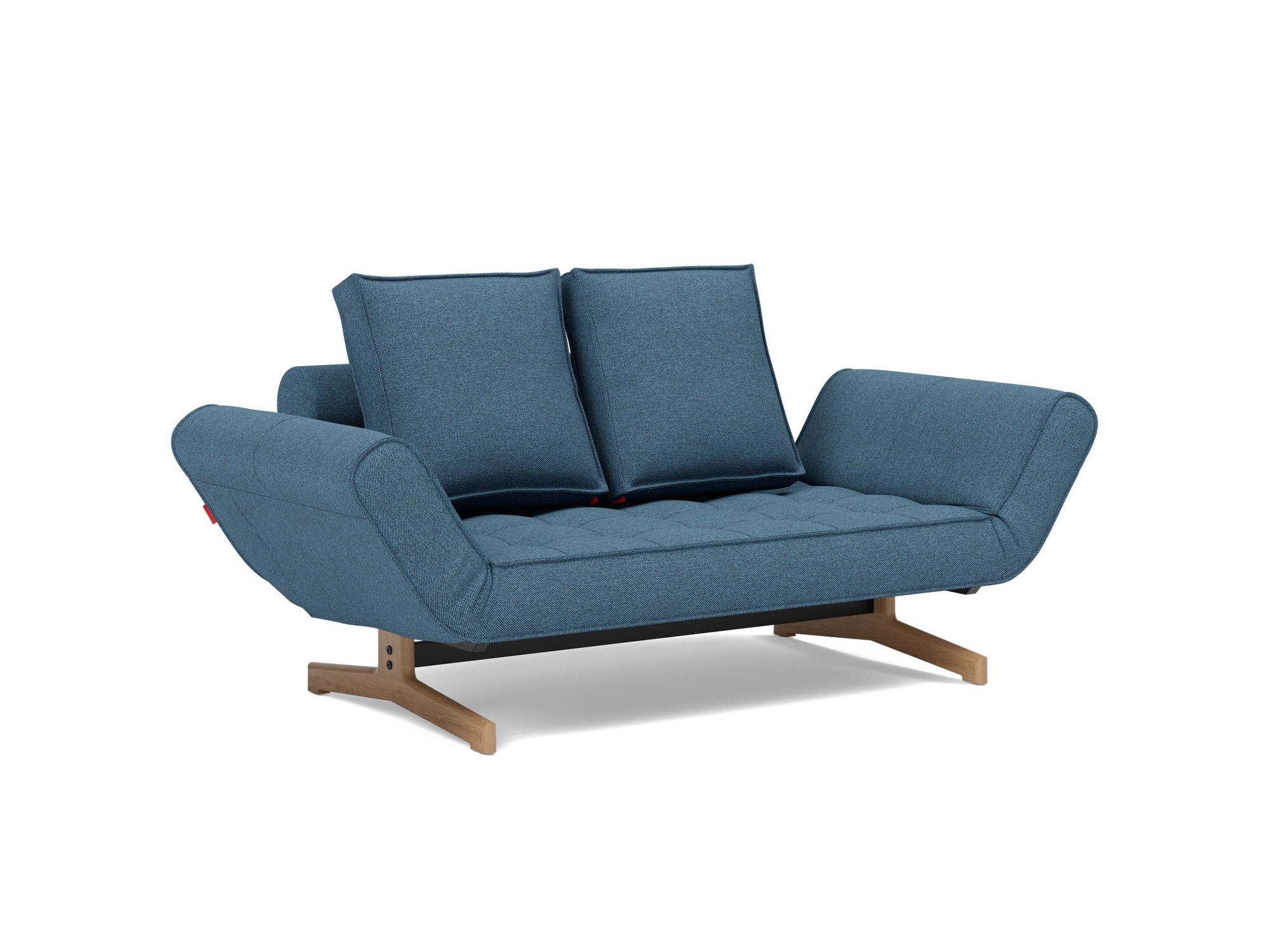 Tagesbett Ghia Strukturierter Stoff Weda 302-Weda-Blue Beine Eiche