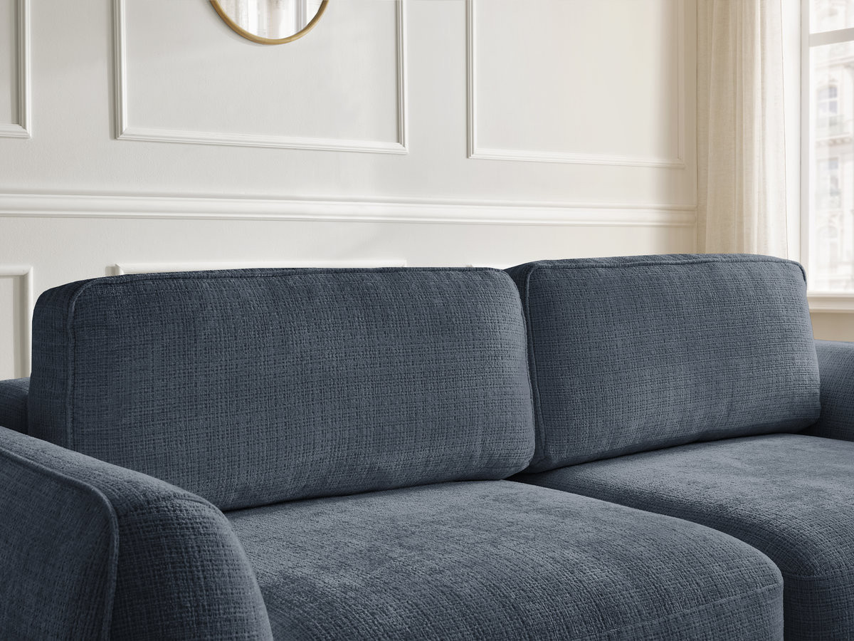 Bobochic Denise Schlafsofa 3-Sitzer mit Bettkasten Strukturstoff Dunkelblau