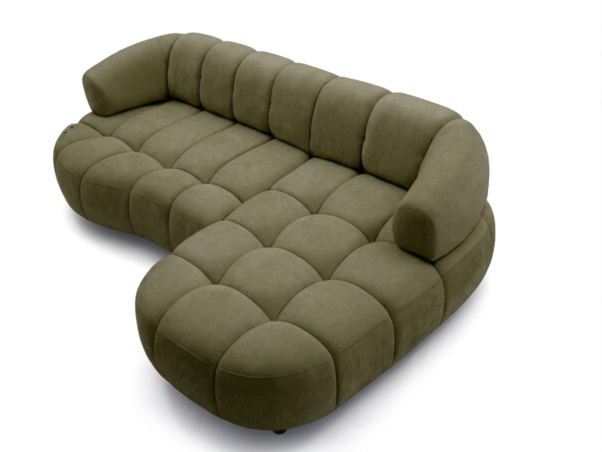 Bobochic Lovely Ecksofa mit Schlaffunktion Stoff Grün Ecke rechts