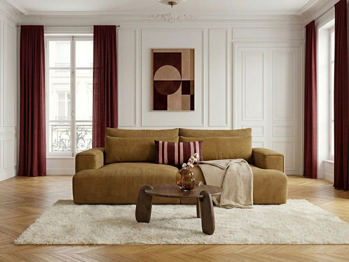 Bobochic Twiny Sofa 3-Sitzer Stoff Gelb