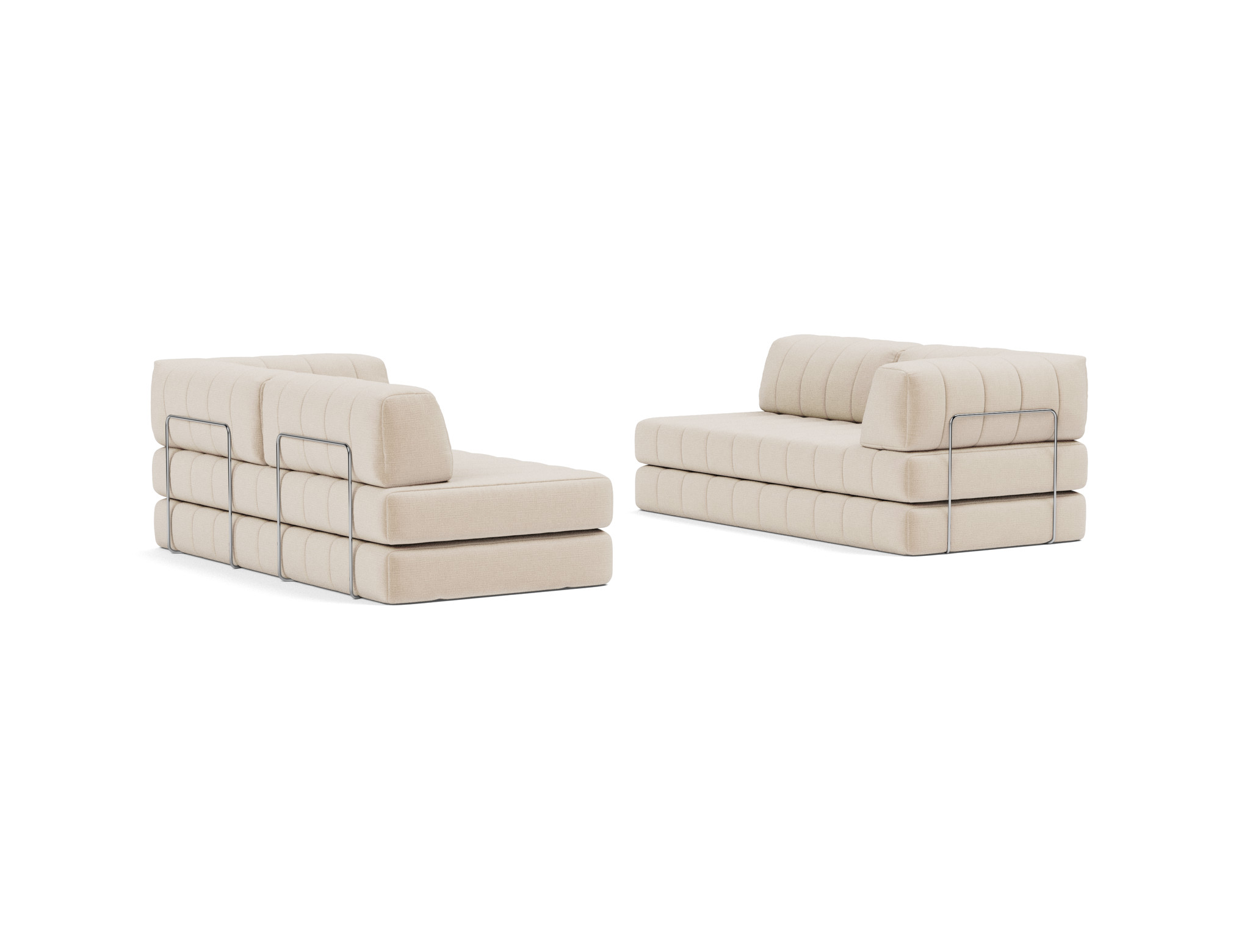 Eck-Schlafsofa CozyPad L-Form mit Armlehne Chenille Esina 410-Almond-Beige