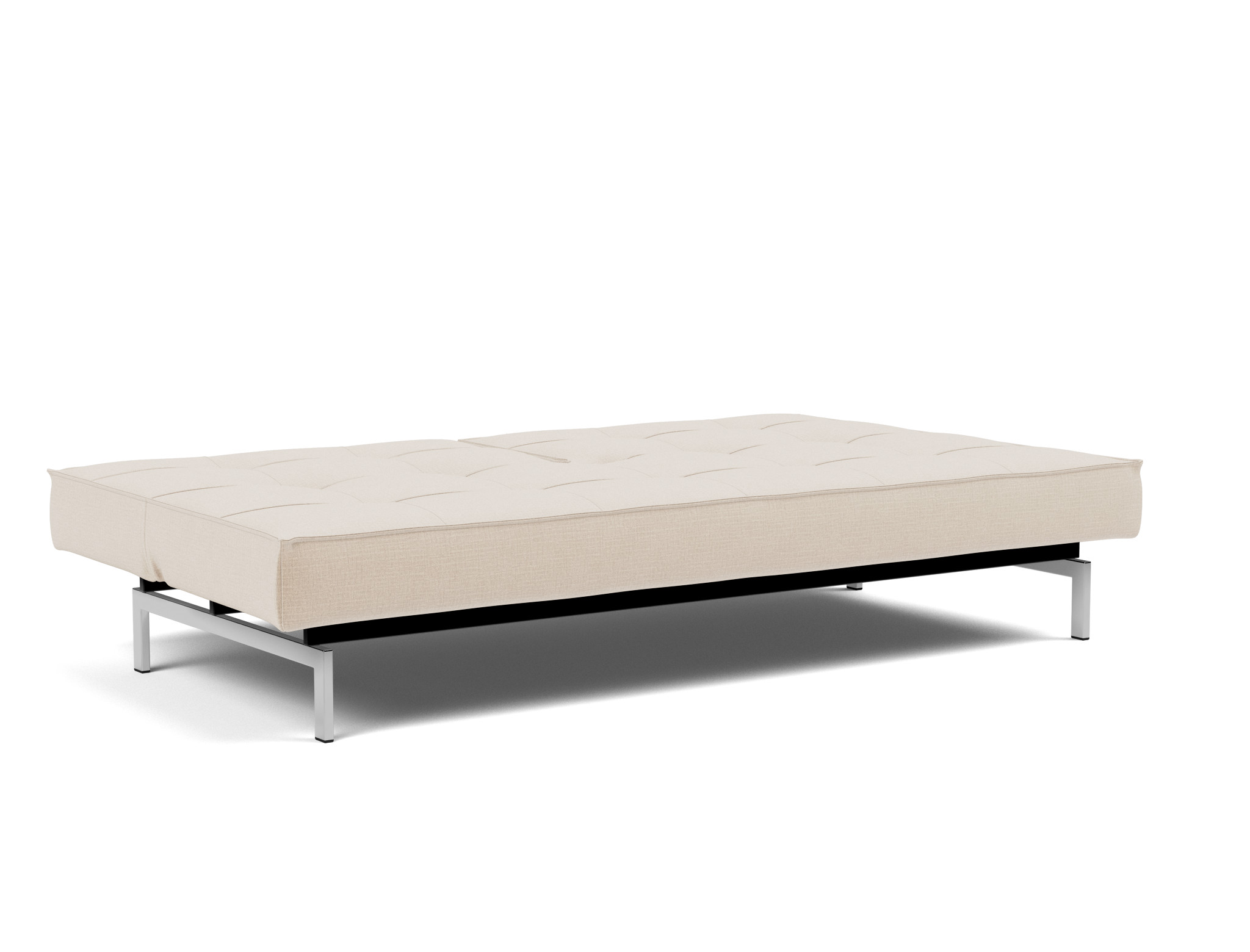 Schlafsofa Splitback Chenille Esina 410-Almond-Beige Beine Chrom