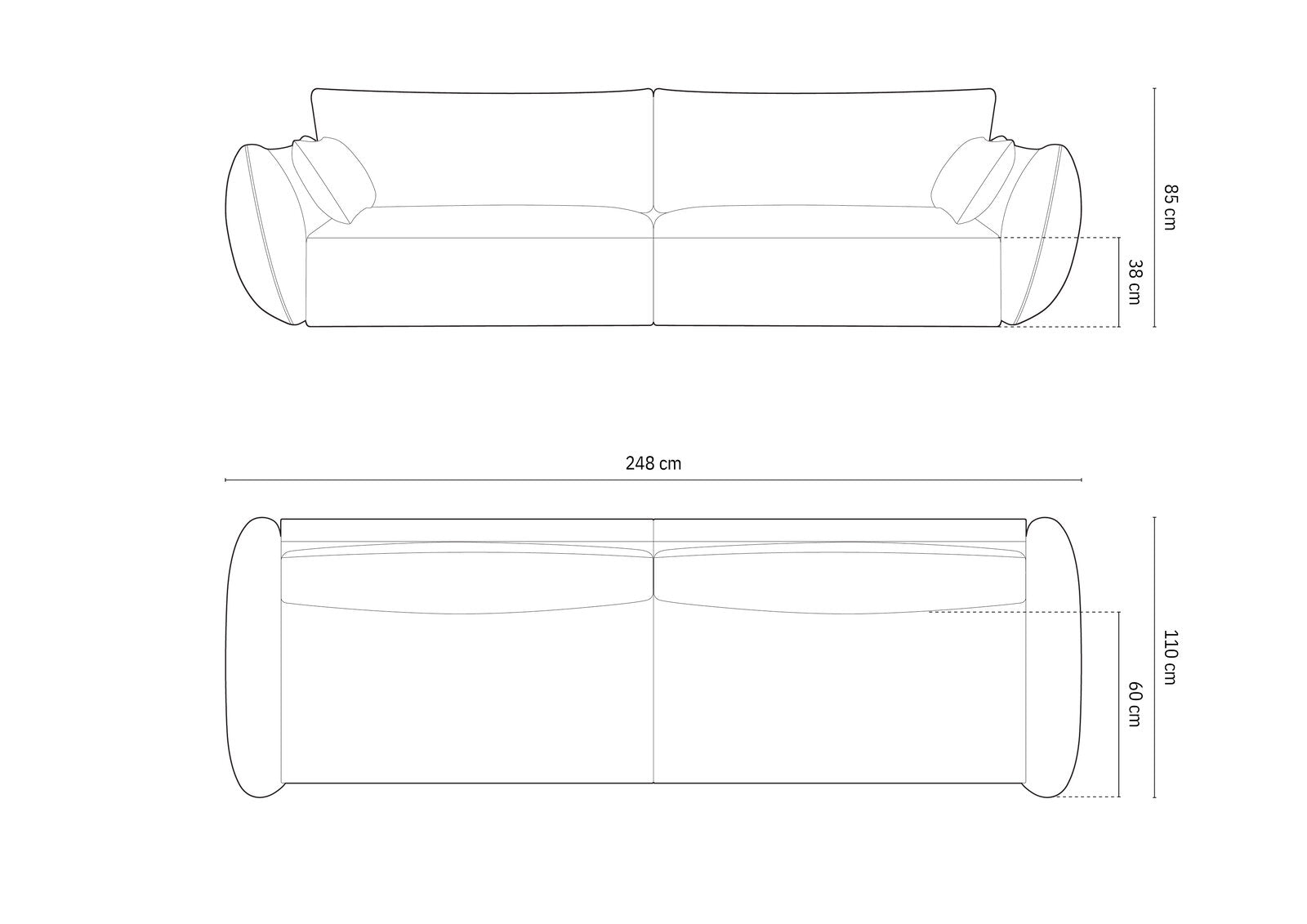 Micadoni 4-Sitzer Sofa Kaelle Samt Cappuccino