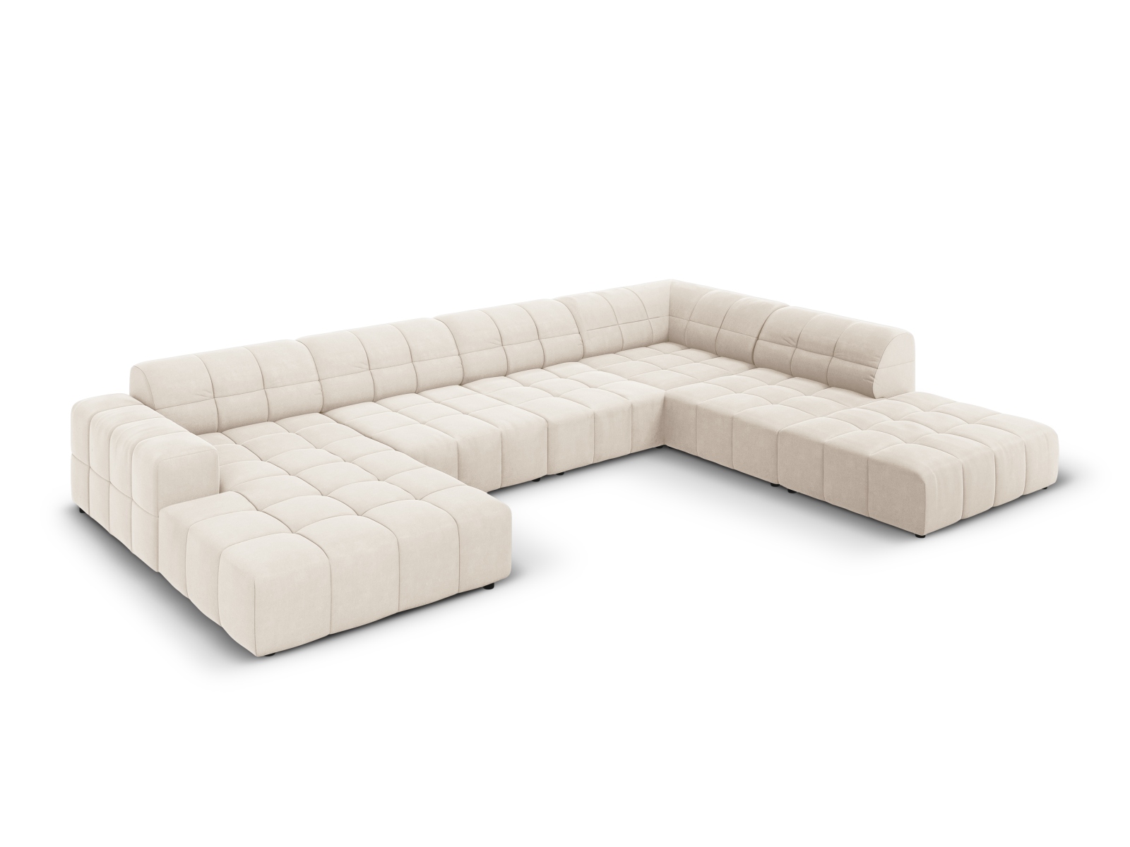 Cosmopolitan Design Panoramasofa Chicago 7-Sitzer Samt Bluvel Helles Beige Rechts