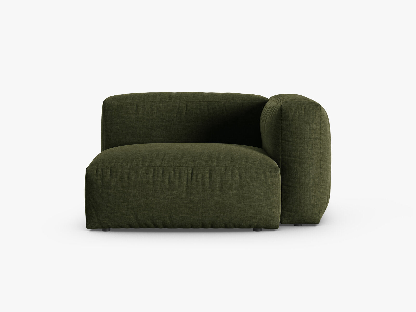 Micadoni Eckmodul mit Armlehne Martina 1-Sitzer 90cm Sitztiefe Rechts Strukturierter Stoff Boston Grün