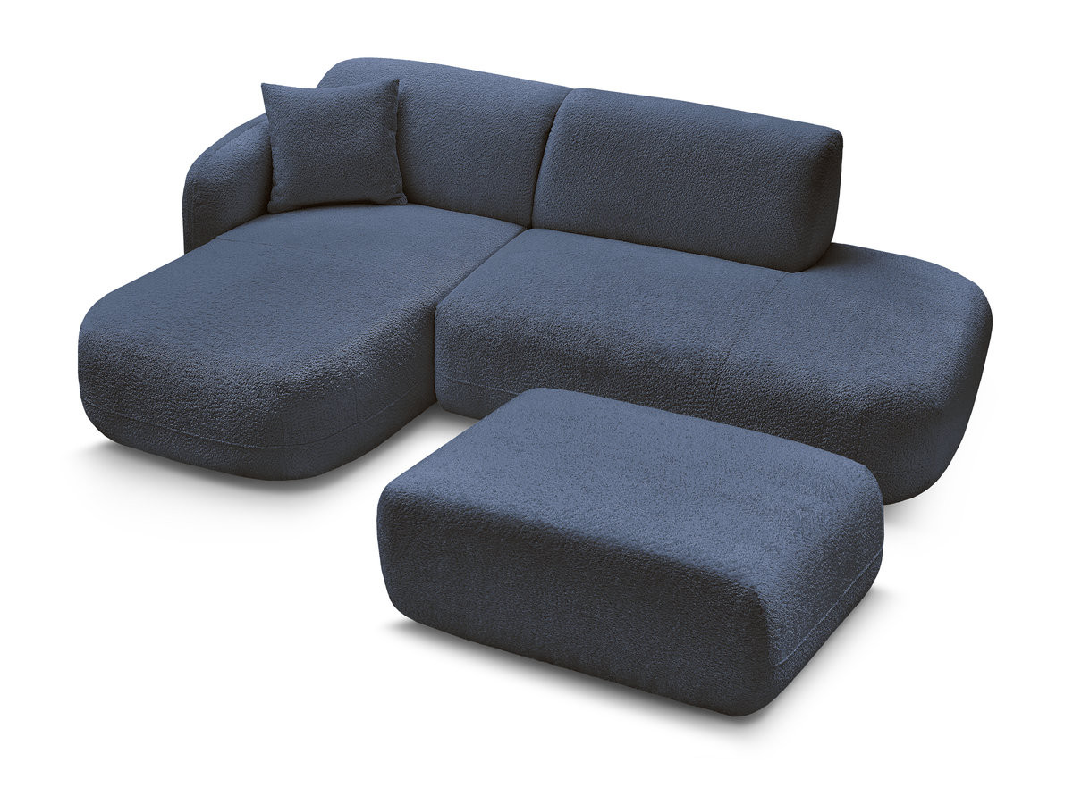 Bobochic Anda Ecksofa mit Pouf 241 × 163 cm Chenille Dunkelblau Ecke links