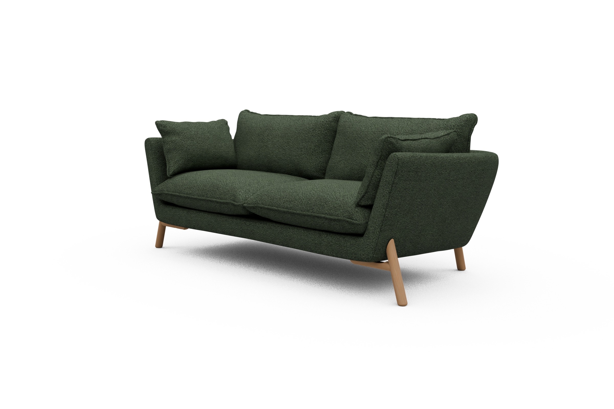 Sofa Emil PREMIUM 2-Sitzer Beinfarbe Eiche Natur Vanora-Deep-Green