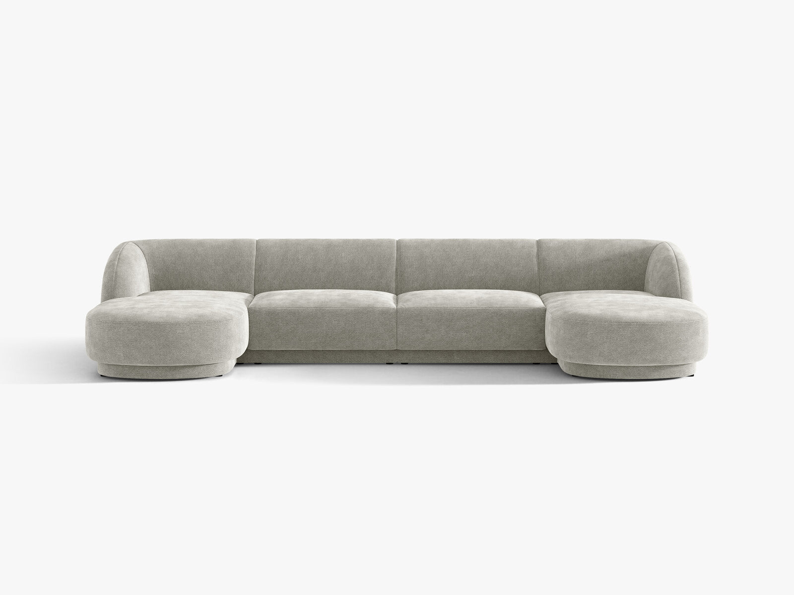 Micadoni Panorama-Sofa Miley 5-Sitzer Chenille Haga Hellgrau