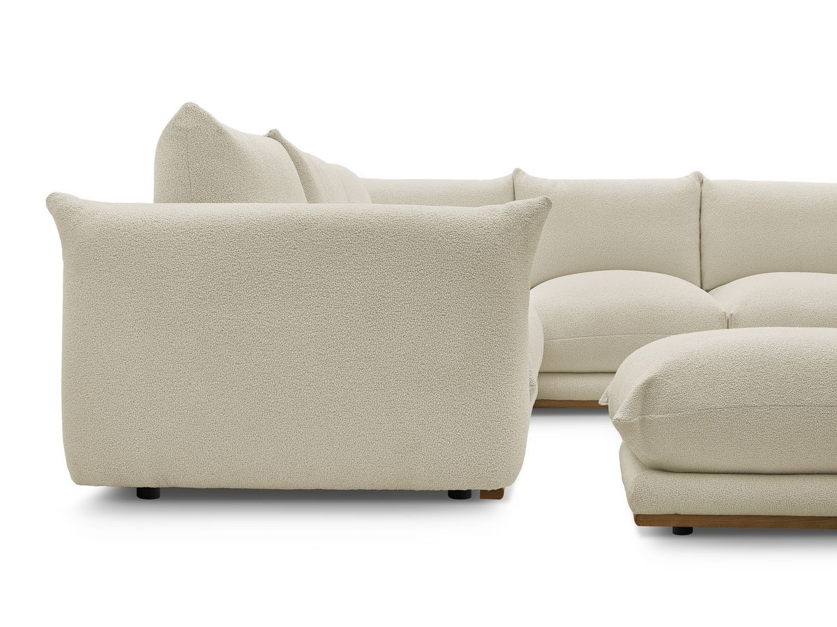 Bobochic Ernest Ecksofa mit Pouf Bouclé-Stoff Beige