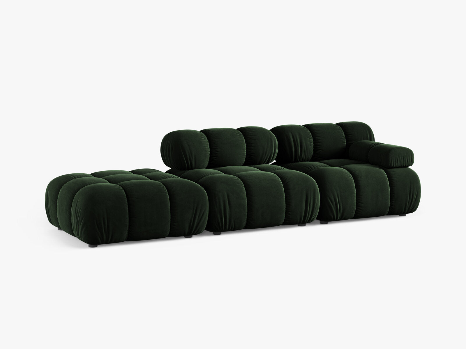 Micadoni Modulares Sofa Bellis 4-Sitzer Links Samt Venus Flaschengrün