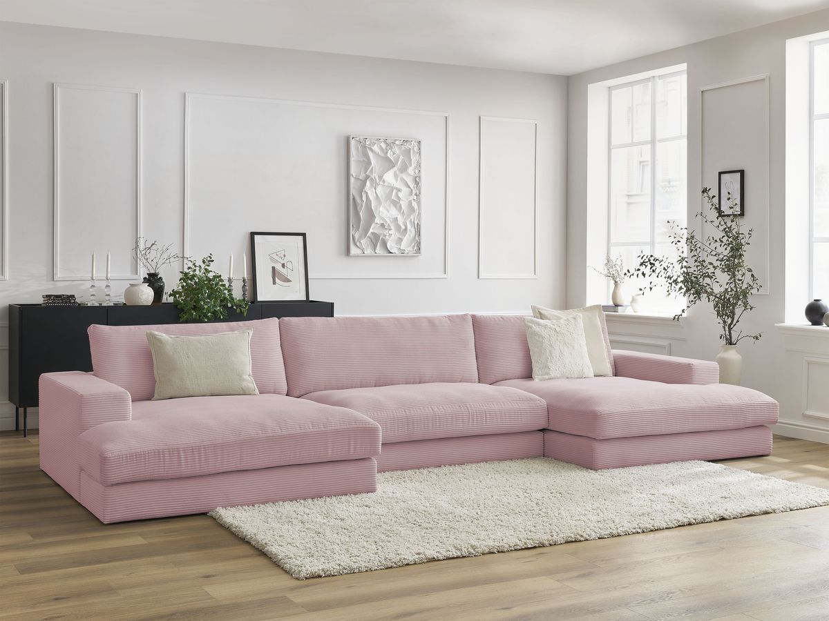 Bobochic Leonard Wohnlandschaft 349 × 159 cm Cordsamt Violett