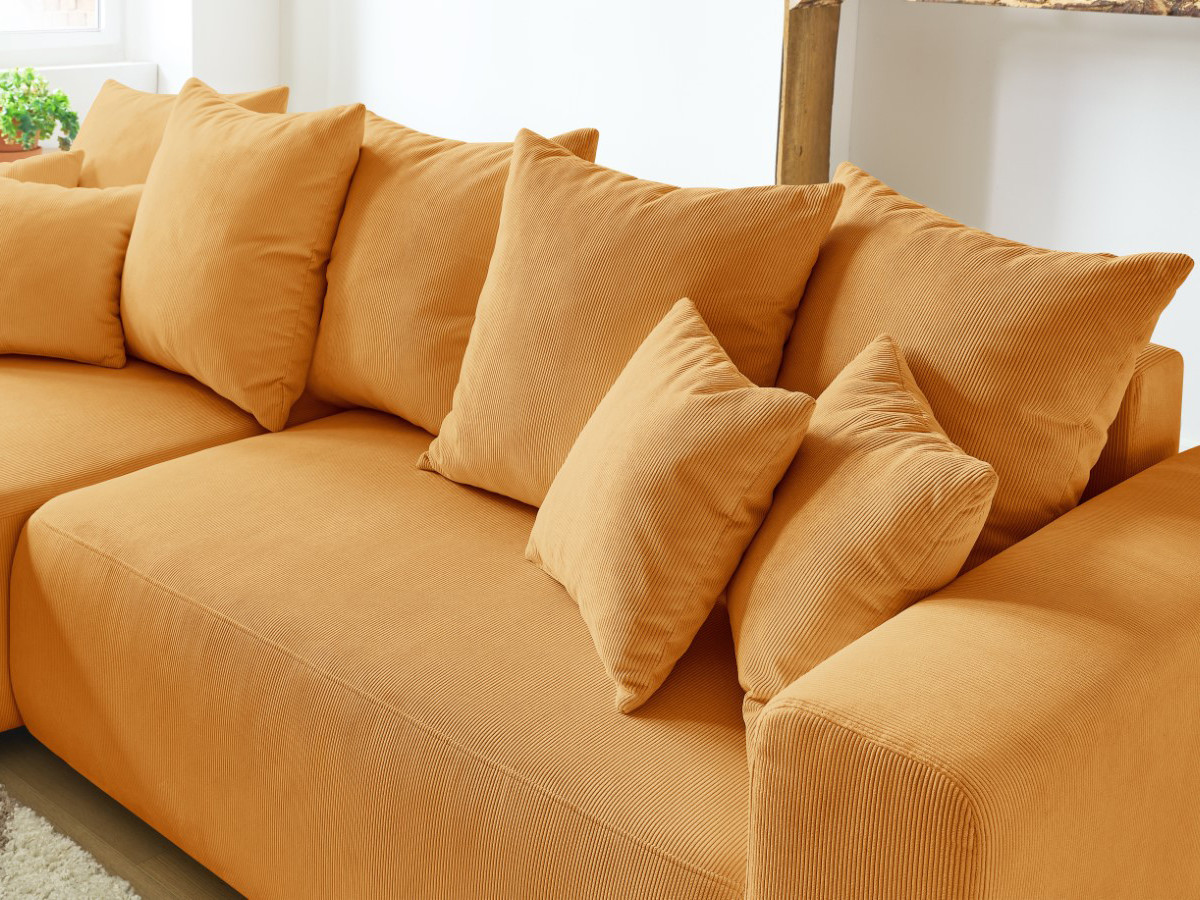Bobochic Envy Ecksofa mit Schlaffunktion und Bettkasten Cordsamt Gelb
