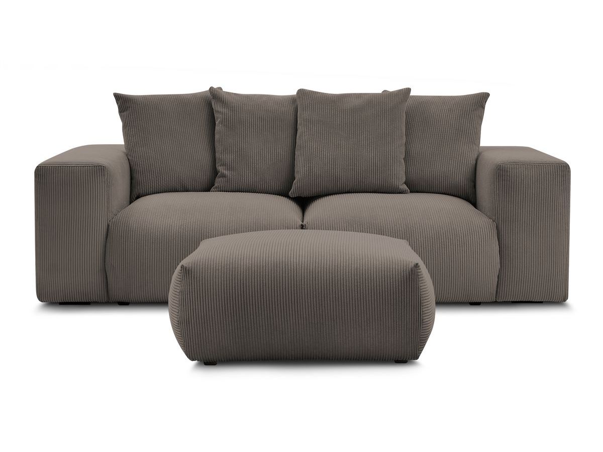 Bobochic Voltaire Sofa 4-Sitzer mit Pouf 248 × 100 cm Cordsamt Taupe