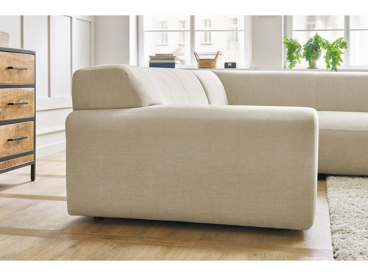 Bobochic Lavena Ecksofa 272 × 220 cm Samt Beige Ecke rechts