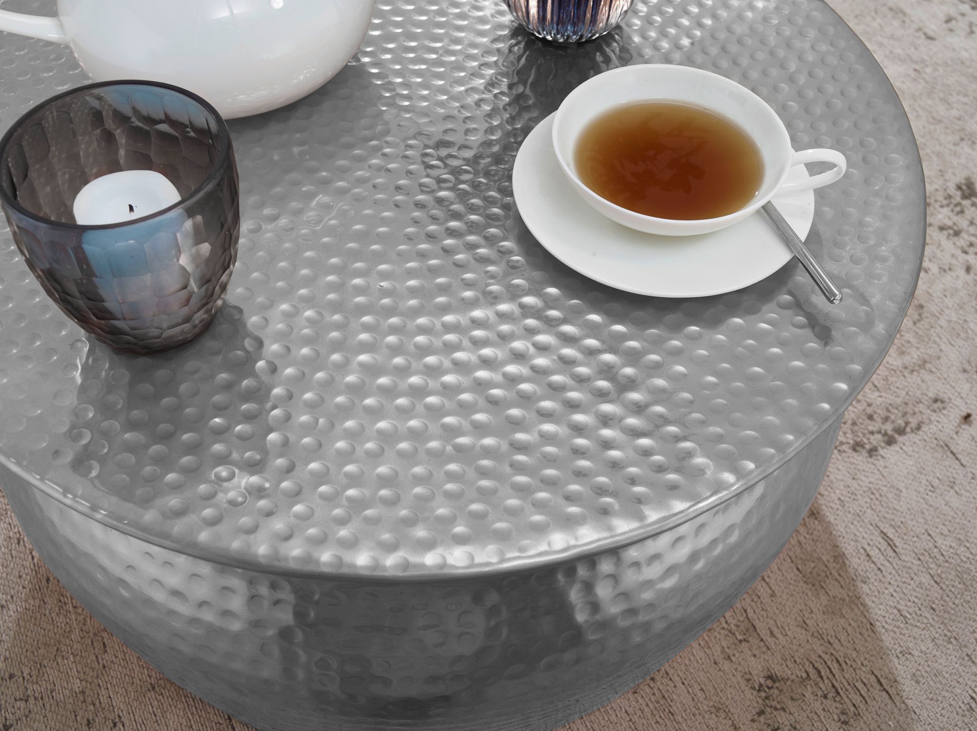 Couchtisch Selfoss Aluminium Silber Ø 60 cm