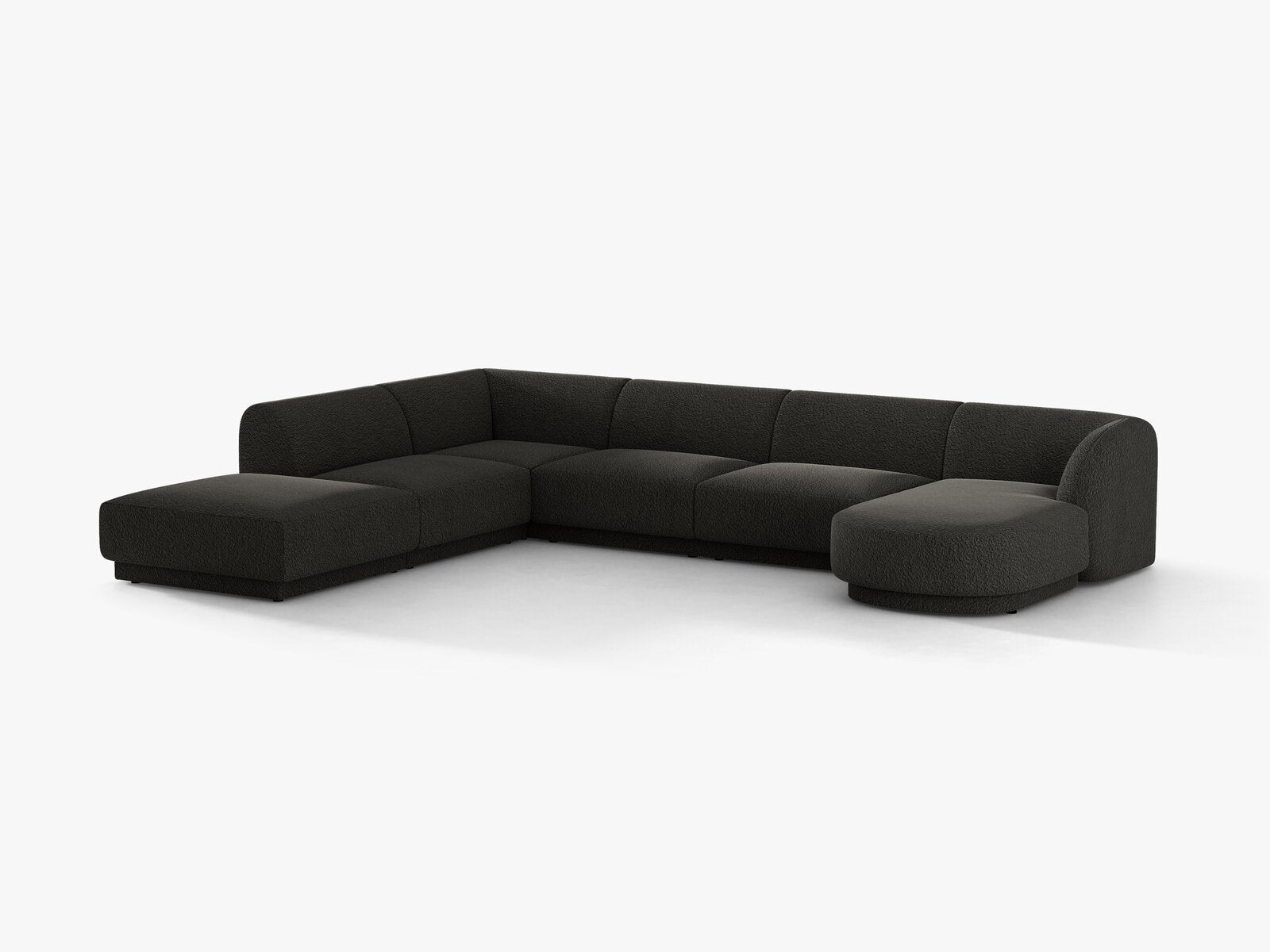 Micadoni Panorama-Ecksofa Miley 6-Sitzer Boucle Baloo Braun Links