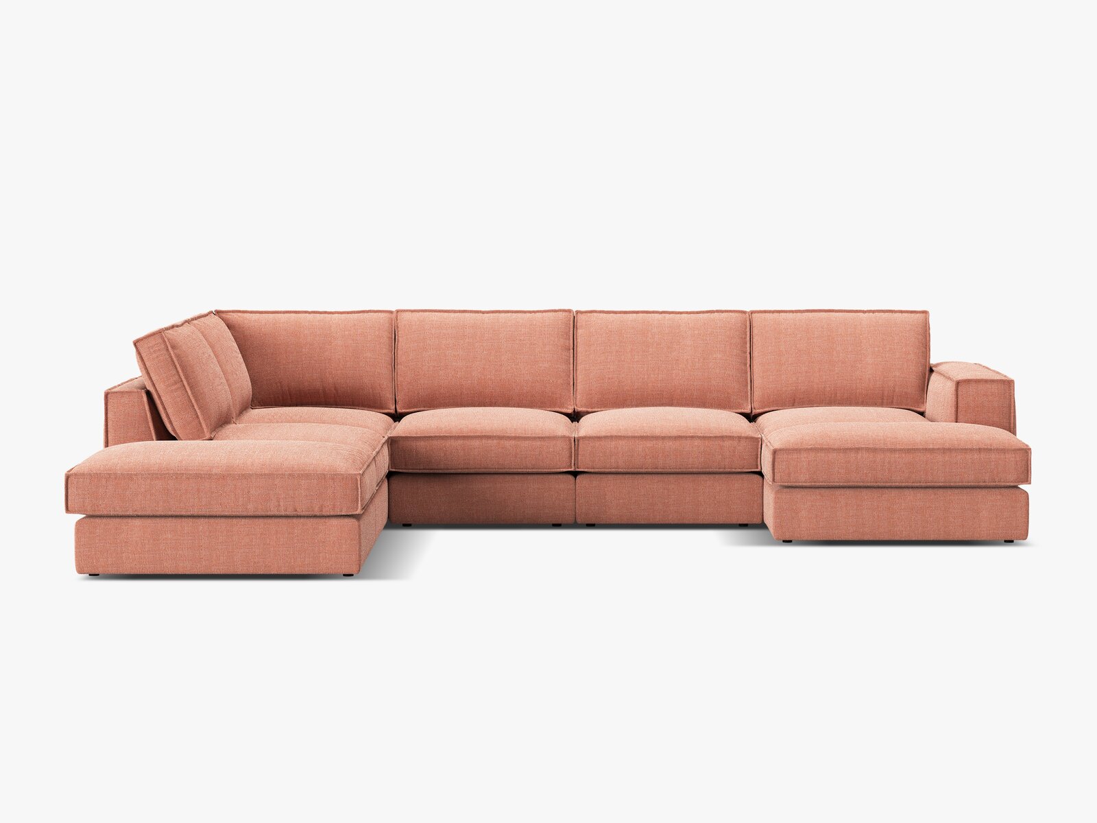Micadoni modulares Panorama Ecksofa Pola 5-Sitzer Links Strukturierter Stoff Babel Rot