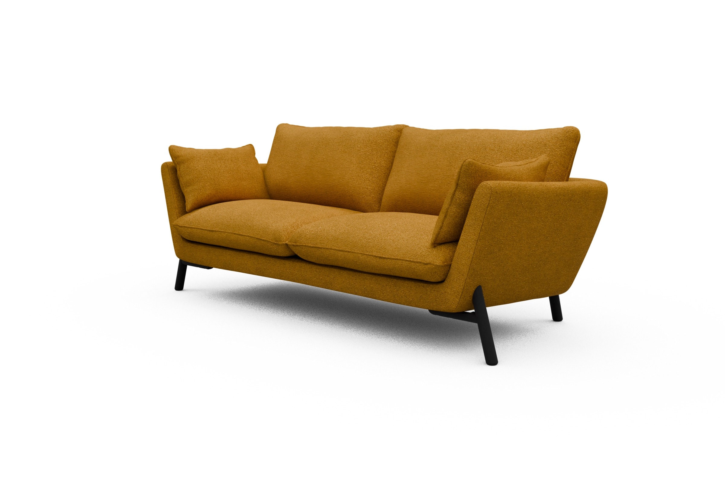Sofa Emil 3-Sitzer Beinfarbe Eiche Schwarz Boucle-Ochre